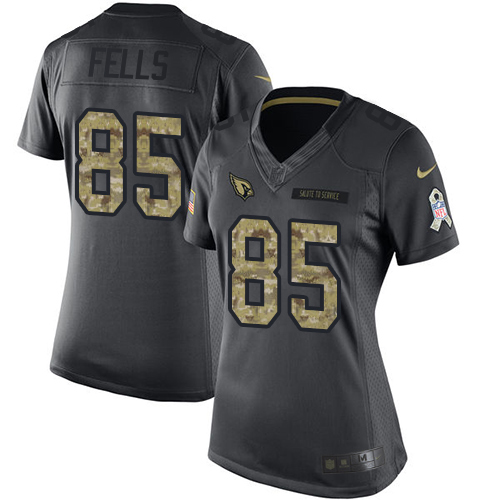Women's Limited Darren Fells Nike Jersey Black - #85 2016 Salute to Service NFL Arizona Cardinals